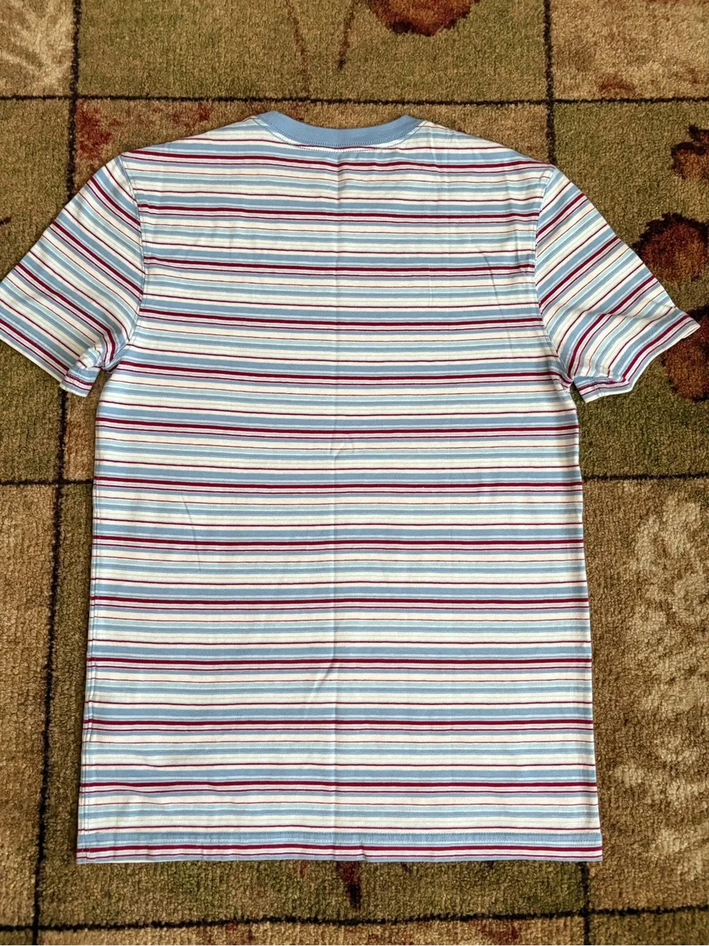 J. Crew Striped Short Sleeve Tee T-shirt light denim blue white red